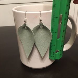 Vegan leather mint leaf earrings